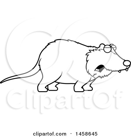 Clipart of a Lineart Howling Possum - Royalty Free Vector Illustration by Cory Thoman