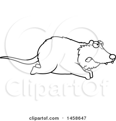 Clipart of a Lineart Mad Possum Running - Royalty Free Vector Illustration by Cory Thoman