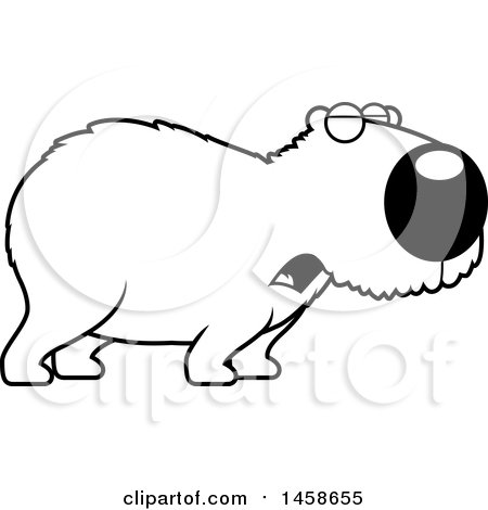 Clipart of a Lineart Howling Capybara - Royalty Free Vector Illustration by Cory Thoman