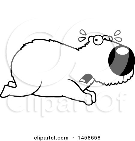Clipart of a Lineart Scared Capybara Running - Royalty Free Vector Illustration by Cory Thoman