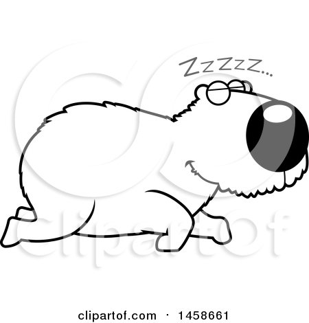 Clipart of a Lineart Sleeping Capybara - Royalty Free Vector Illustration by Cory Thoman