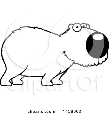 Clipart of a Lineart Happy Capybara - Royalty Free Vector Illustration by Cory Thoman