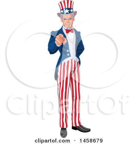 Clipart of a Full Length Uncle Same Pointing at the Viewer - Royalty Free Vector Illustration by Pushkin