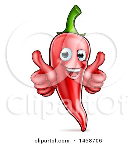 Clipart of a Happy Red Chile Pepper Mascot Character Giving Two Thumbs up - Royalty Free Vector Illustration by AtStockIllustration