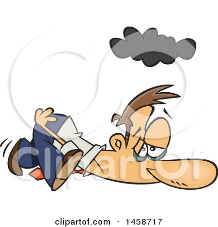 Clipart of a Cartoon Exhausted Caucasian Business Man Dragging on a Monday - Royalty Free Vector Illustration by toonaday