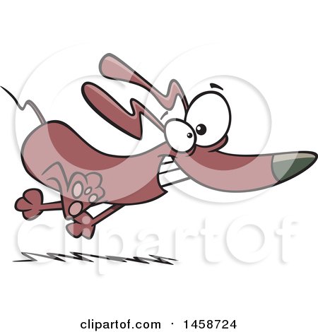 Clipart of a Cartoon Frisky Dachshund Dog Running - Royalty Free Vector Illustration by toonaday