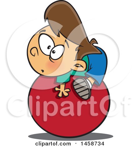 Clipart of a Cartoon Caucasian Boy on the Ball - Royalty Free Vector Illustration by toonaday