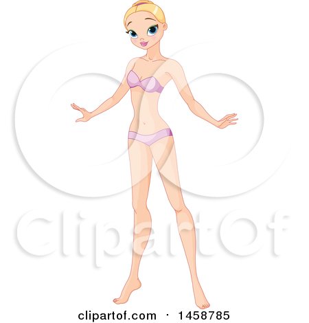 Clipart of a Blue Eyed Blond Haired Princess in Her Undergarments - Royalty Free Vector Illustration by Pushkin