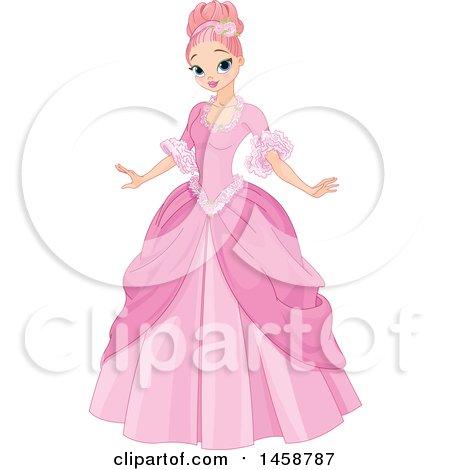Clipart of a Pink Haired Princess in a Ball Gown - Royalty Free Vector Illustration by Pushkin