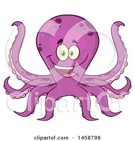Clipart of a Happy Octopus - Royalty Free Vector Illustration by Hit Toon