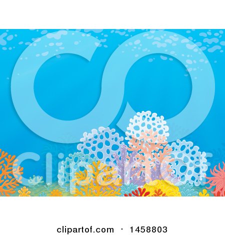 Clipart of a Backdrop of a Colorful Coral Reef in the Ocean - Royalty Free Illustration by Alex Bannykh