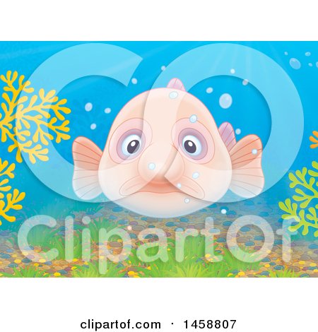 Clipart of a Blobfish Underwater - Royalty Free Illustration by Alex Bannykh