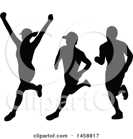 Clipart of Silhouetted Female and Male Marathon Runners - Royalty Free Vector Illustration by patrimonio