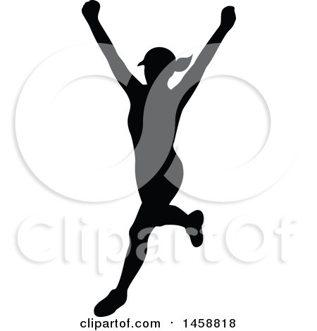 Clipart of a Silhouetted Female Marathon Runner - Royalty Free Vector Illustration by patrimonio