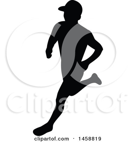 Clipart of a Silhouetted Male Marathon Runner - Royalty Free Vector Illustration by patrimonio