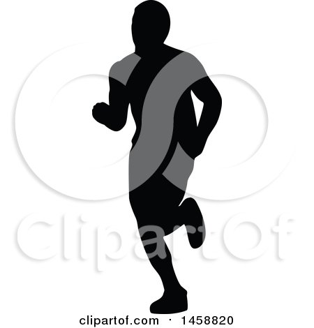 Clipart of a Silhouetted Male Marathon Runner - Royalty Free Vector Illustration by patrimonio