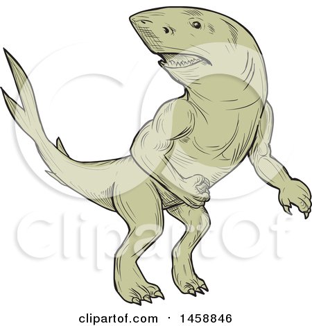 Clipart of a Nanaue Shark, in Sketched Drawing Style - Royalty Free Vector Illustration by patrimonio