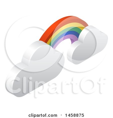 Clipart of a 3d Rainbow Arch and Clouds Weather Icon - Royalty Free Vector Illustration by AtStockIllustration