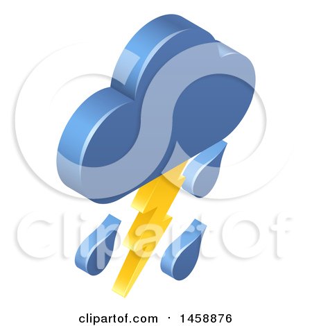 Clipart of a 3d Lightning Cloud Storm Weather Icon - Royalty Free Vector Illustration by AtStockIllustration