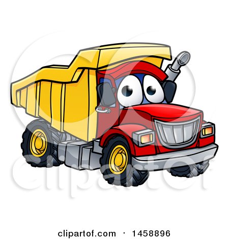Clipart of a Cartoon Dump Truck Mascot Character - Royalty Free Vector Illustration by AtStockIllustration
