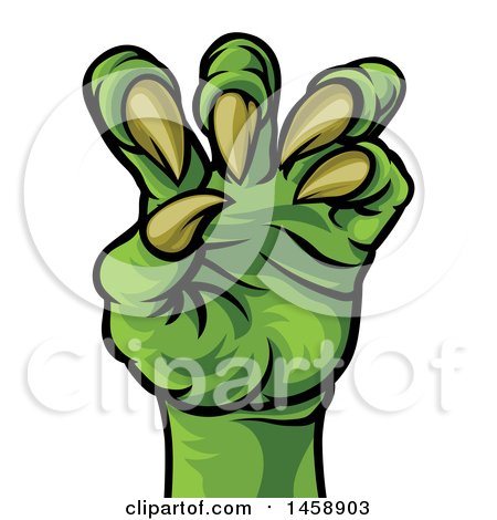 Clipart of a Green Monster Claw with Sharp Talons - Royalty Free Vector Illustration by AtStockIllustration