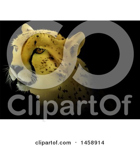 Clipart of a Cheetah on Black - Royalty Free Vector Illustration by dero