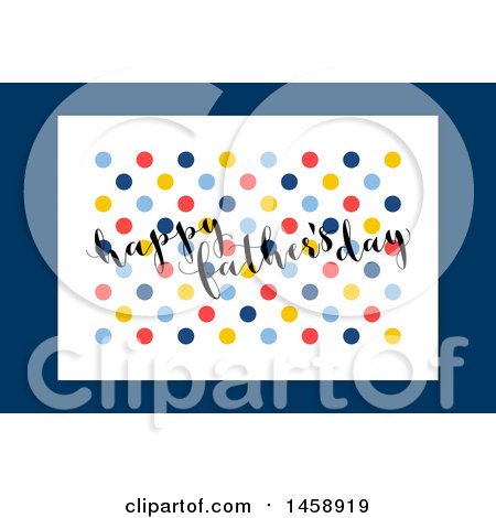 Clipart of a Happy Fathers Day Dot Design over Blue - Royalty Free Vector Illustration by elena