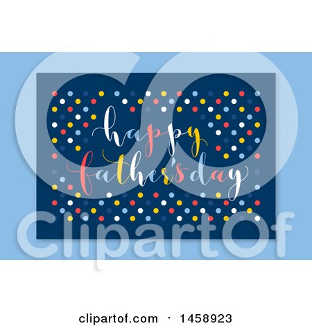 Clipart of a Happy Fathers Day Polka Dot Design over Blue - Royalty Free Vector Illustration by elena