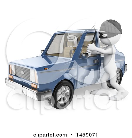Clipart of a 3d White Man Breaking into a Car, on a White Background - Royalty Free Illustration by Texelart