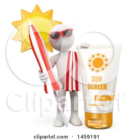 Clipart of a 3d White Man with Sun Screen, on a White Background - Royalty Free Illustration by Texelart