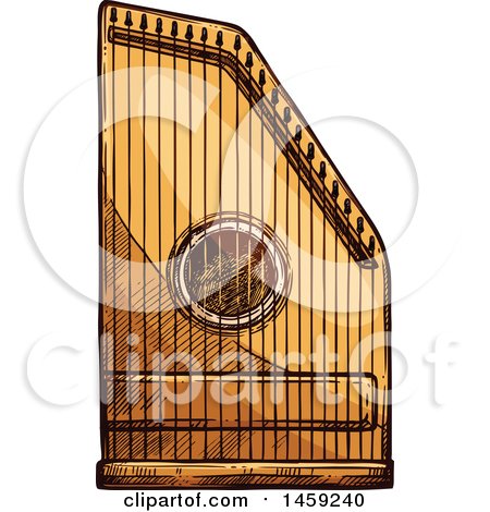 Clipart of a Sketched Psaltery Instrument - Royalty Free Vector Illustration by Vector Tradition SM