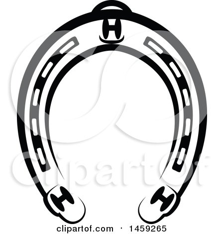 Clipart of a Horseshoe in Black and White - Royalty Free Vector Illustration by Vector Tradition SM