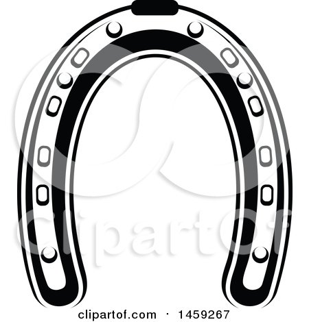 Clipart of a Horseshoe in Black and White - Royalty Free Vector Illustration by Vector Tradition SM