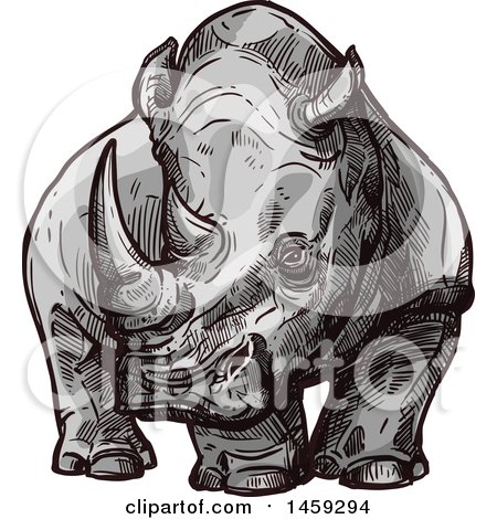 Clipart of a Sketched Rhino - Royalty Free Vector Illustration by Vector Tradition SM