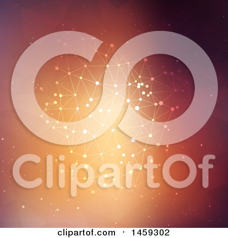 Clipart of a Connected Network over an Orange Background - Royalty Free Vector Illustration by KJ Pargeter