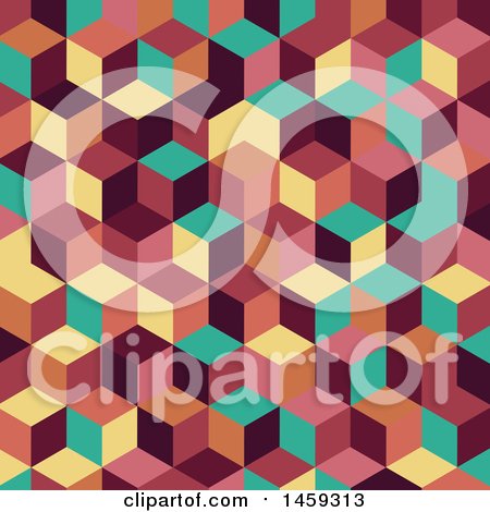 Clipart of a Retro Cubic Geometric Background - Royalty Free Vector Illustration by KJ Pargeter