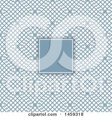 Clipart of a Blank Frame over a Blue Background Pattern - Royalty Free Vector Illustration by KJ Pargeter