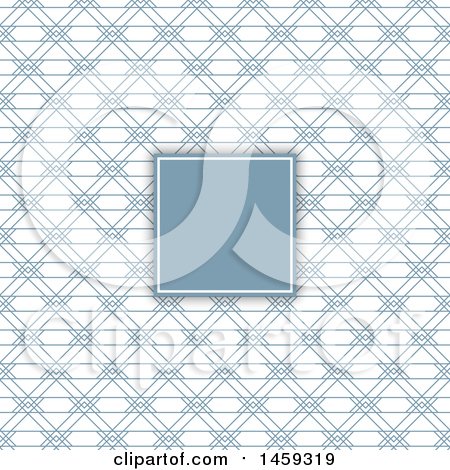 Clipart of a Blank Frame over a Blue Background Pattern - Royalty Free Vector Illustration by KJ Pargeter