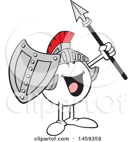 Clipart of a Cheering Moodie Character Knight Wearing a Helmet, Holding a Shield and Spear - Royalty Free Vector Illustration by Johnny Sajem
