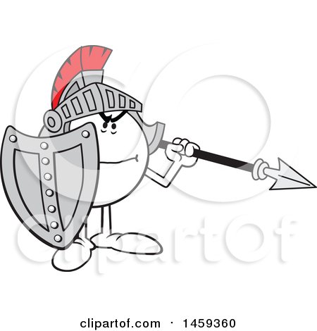 Clipart of a Moodie Character Knight Holding a Shield and Spear - Royalty Free Vector Illustration by Johnny Sajem
