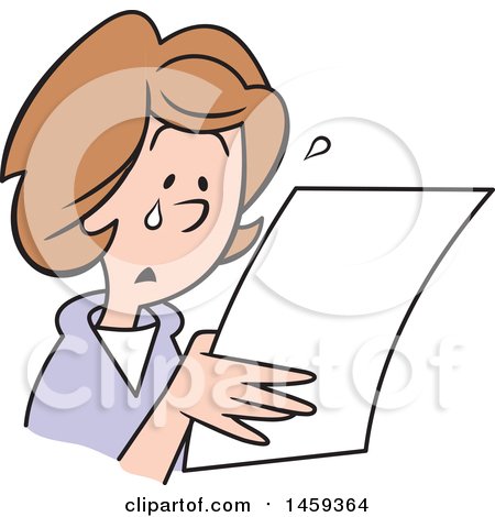 Clipart of a Sad Woman Crying and Reading a Letter - Royalty Free Vector Illustration by Johnny Sajem