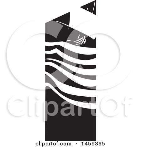 Clipart of a Black and White Sailing Ship - Royalty Free Vector Illustration by xunantunich
