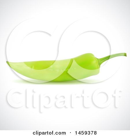Clipart of a 3d Green Pepper on a Shaded Background - Royalty Free Vector Illustration by cidepix
