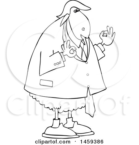 Clipart of a Black and White Commander in Sheep, Donald Trump - Royalty Free Vector Illustration by djart
