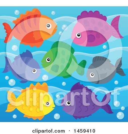 Clipart of a Group of Colorful Fish - Royalty Free Vector Illustration by visekart