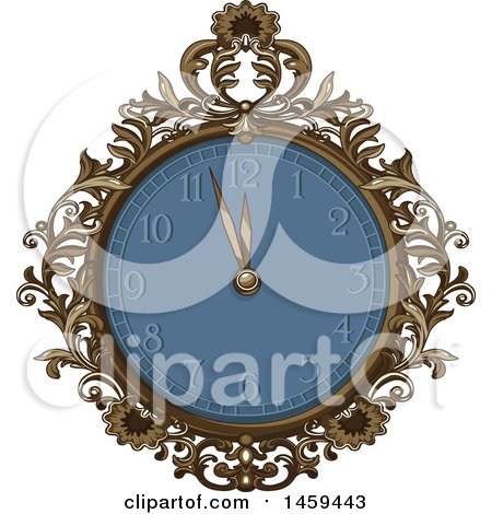 Clipart of a Fancy Ornate Watch or Clock - Royalty Free Vector Illustration by Pushkin