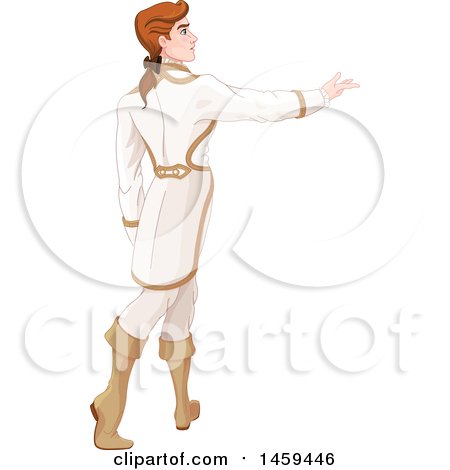 Clipart of a Handsome Prince Presenting - Royalty Free Vector Illustration by Pushkin