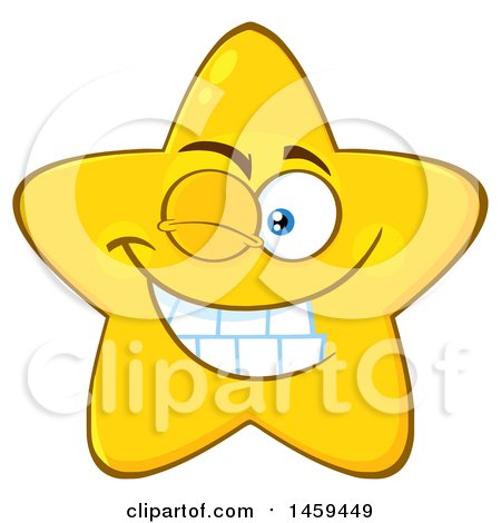 Clipart of a Cartoon Winking Star Mascot Character - Royalty Free Vector Illustration by Hit Toon