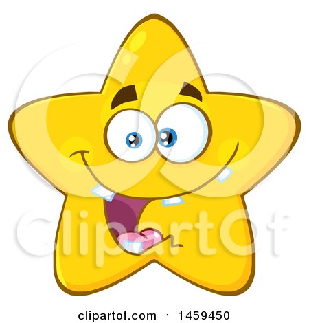 Clipart of a Cartoon Happy Goofy Star Mascot Character - Royalty Free Vector Illustration by Hit Toon