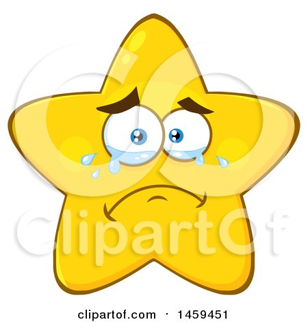 Clipart of a Cartoon Crying Star Mascot Character - Royalty Free Vector Illustration by Hit Toon